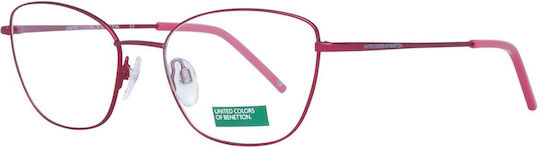 Benetton Women's Metal Butterfly Pink Prescription Eyeglass Frame BEO3023 205