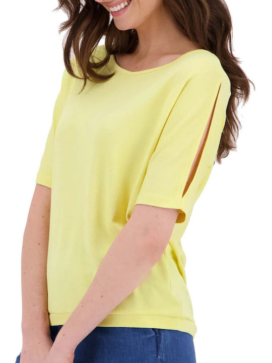 MORE & MORE Γυναικεία Μπλούζα Κοντομάνικη Κίτρινη