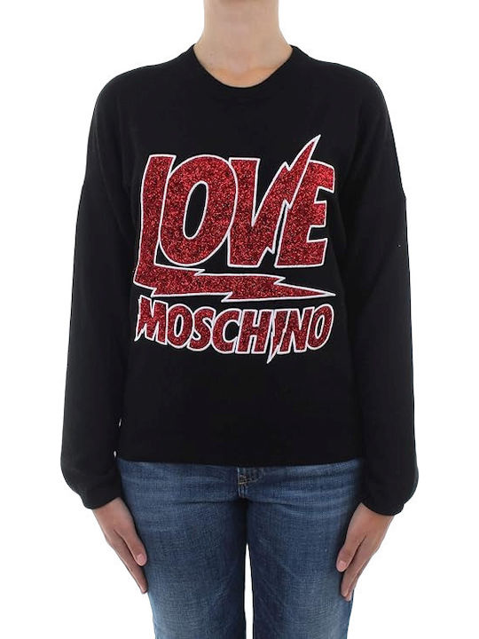 Moschino Women's Long Sleeve Sweater Woolen Polka Dot Black