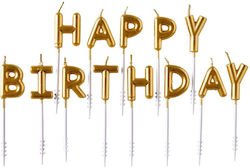 Amscan Κεράκι Γενεθλίων Happy Birthday σε Χρυσό Χρώμα 9904370