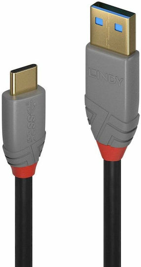 Lindy USB 2.0 Cable USB-C Male - USB-A 100W PD Black 0.5m