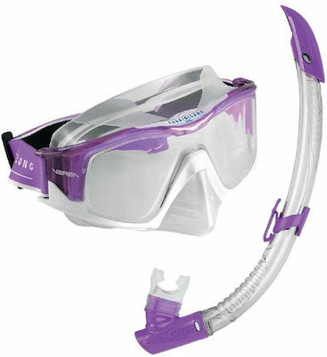 Aqualung Diving Mask with Breathing Tube in Purple color