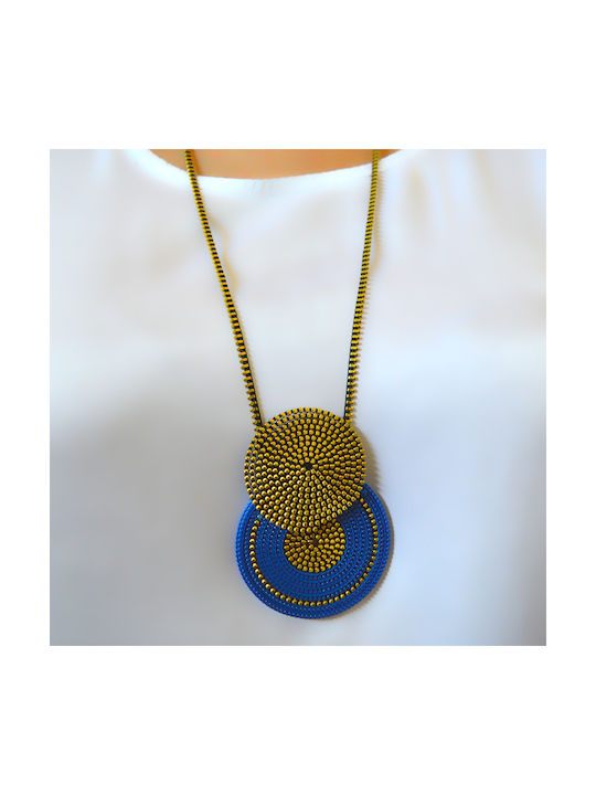 Caviar Necklace Blue/Gold