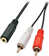 Lindy Lindy 3.5mm Female Audio Cable 2x RCA Male Black 0.25m
