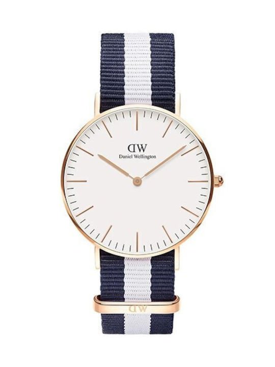 Daniel Wellington Glasgow Watch Battery with Blue Fabric Strap