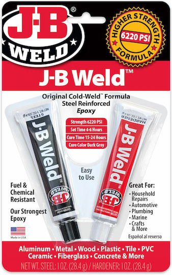 J-B WELD Twin Tube Εποξική Πάστα Κατασκευαστικής Κόλλας 2 Συστατικών Γκρι