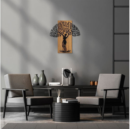 Asir Group Artă Mixtă 3D Femeie Neagră Din Lemn 58x54cm