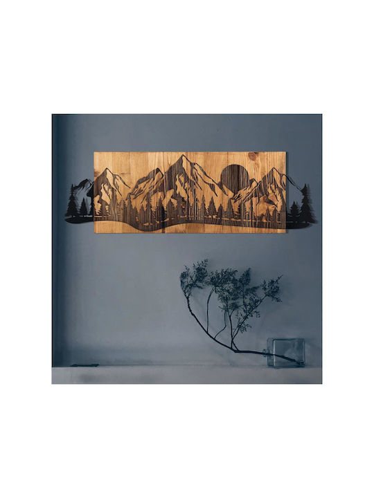 Asir Group Artă Mixtă 3D Sundown Negru Din Lemn 75.5x24.5cm