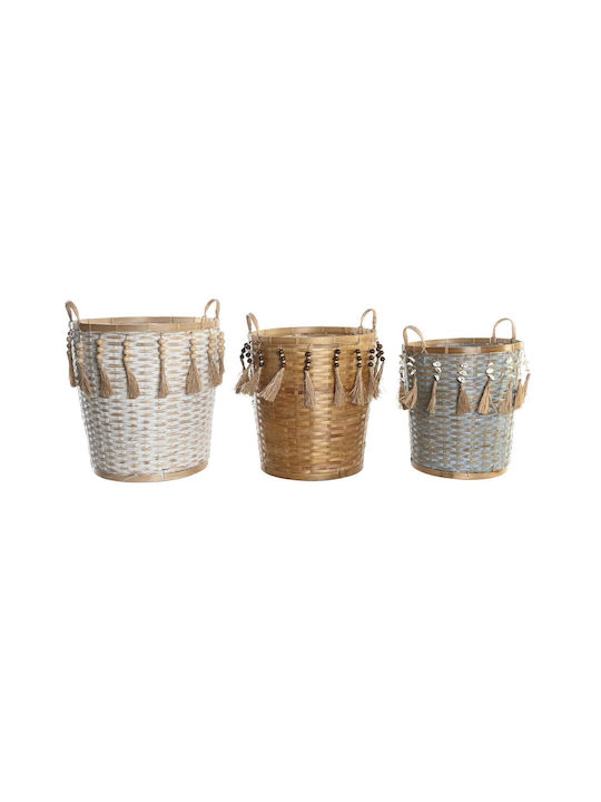 DKD Home Decor Storage Basket Bamboo Multicolour 49x45x54cm 3pcs