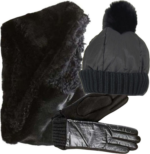 Set with Beanie Knitted in Green color