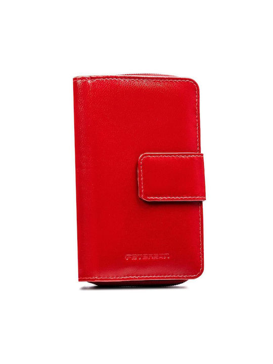 Peterson Δερμάτινο Γυναικείο Πορτοφόλι Καρτών με RFID Κόκκινο