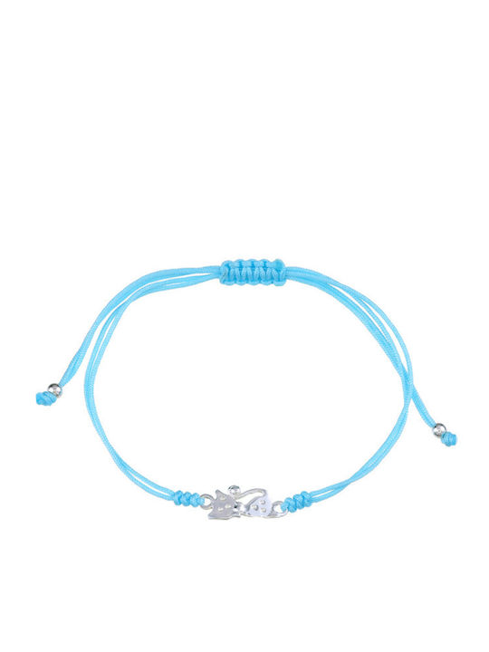 Damen Armband Makramee Blau aus Kabel 25cm