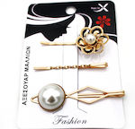 3pcs Gold Pearl Hair Pin