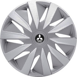 J-Tec Lazio Τάσια 13" με Σήμα Mitsubishi Ασημί 4τμχ