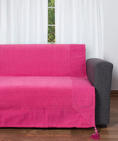 Silk Fashion Decken & Couchdecken Sesselüberwurf Chenille 180x180cm Fuchsie