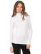 Jadea Women's Blouse Cotton Long Sleeve Turtleneck White.