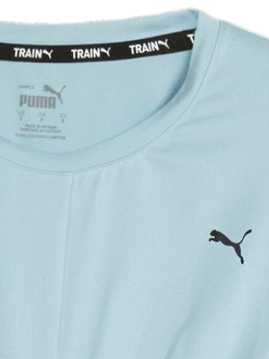 Puma Studio Yogini Lite Twist Damen Sportliche Bluse Kurzärmelig Blau