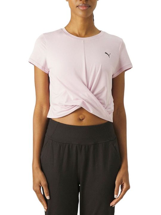 Puma Studio Yogini Lite Twist Women's Athletic Blouse Short Sleeve Lilacc