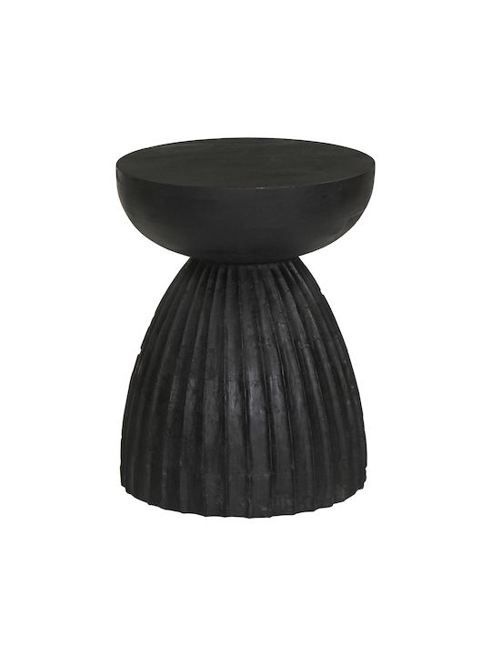 Stool For Living Room Scallop Black Velvet-Black Metal