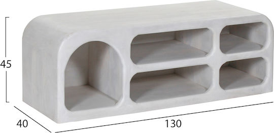 TV-Ständer Handyr aus Massivholz Weiß M130xT40xH45cm