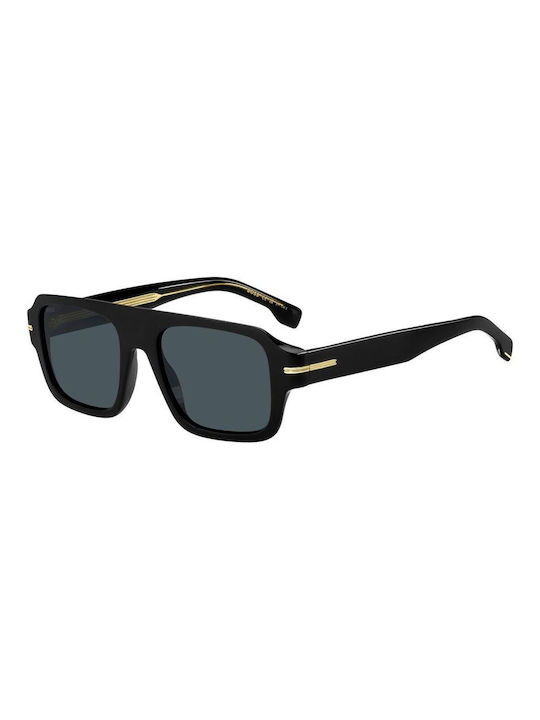 Hugo Boss Men's Sunglasses with Black Plastic Frame and Black Lens BOSS 1595/S 807/A9