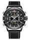Naviforce Herrenuhr 45mm Chronograph Batterie mit Schwarz Lederarmband
