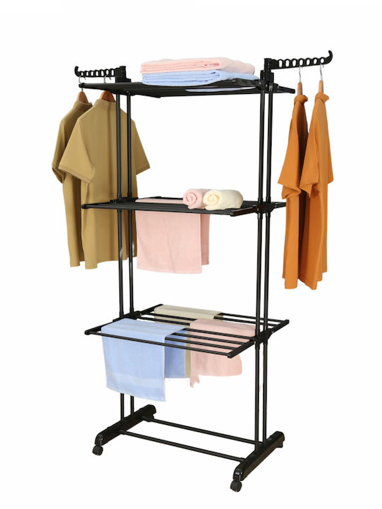 Herzberg Stainless Steel Folding Floor Clothes Drying Rack 126x64cm