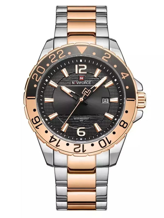 Naviforce Ceas Barbati 44mm Baterie cu Brățară din Metal Roz Gold