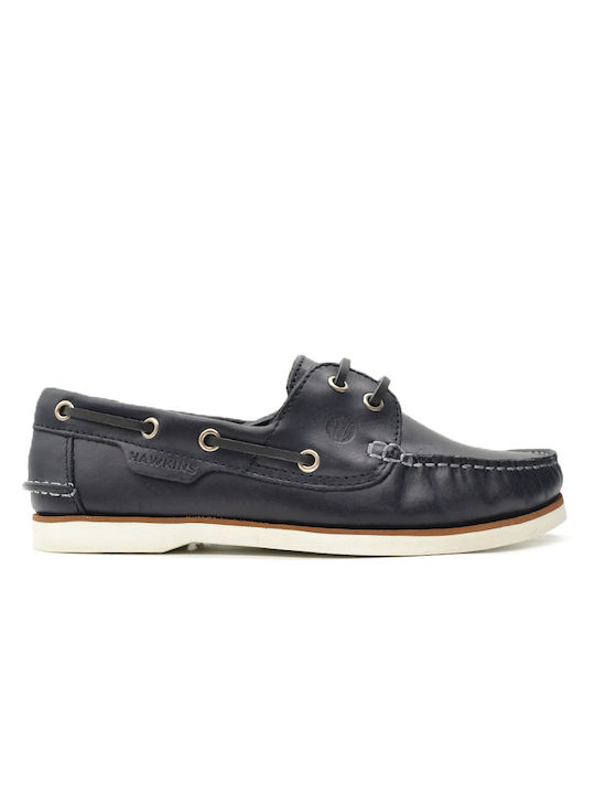 Hawkins Premium Δερμάτινα Ανδρικά Boat Shoes σε Μπλε Χρώμα