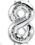 Balloon Foil Jumbo Number 8 Silver 86cm