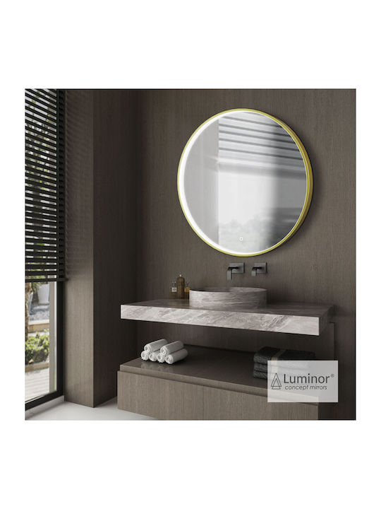 Luminor Round Bathroom Mirror Led made of Metal 70x70cm Gold