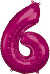 Ballon Folie Jumbo Zahl 6 Σχήμα 55cm Fuchsia