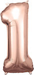 Balloon Foil Number 1 Rose Gold 33cm Pink Gold