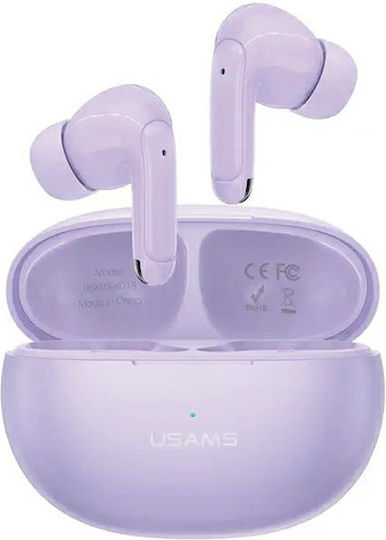 Usams X-Don Series Dual In-ear Bluetooth Handsfree Ακουστικά με Θήκη Φόρτισης Μωβ