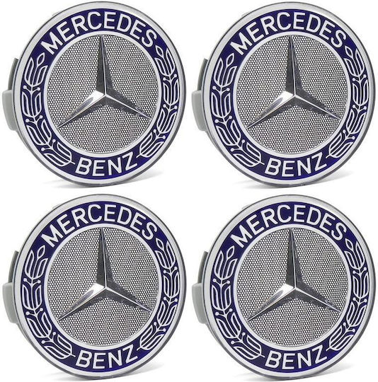 ForHome Τάπες Κέντρου Ζάντας Mercedes Benz με Εσωτερική Διάμετρο 75mm Μπλε 4τμχ