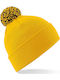 B450 Pom Pom Beanie Unisex Beanie Knitted in Gold color