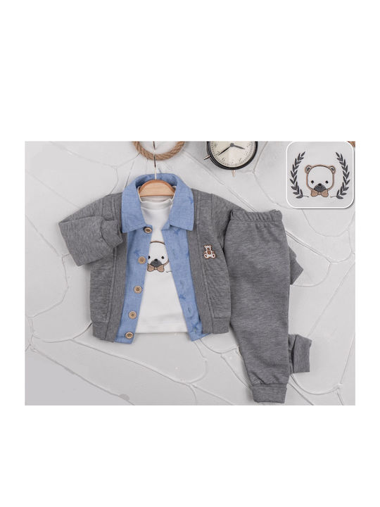 Trendy Shop Kinder Set mit Hose Winter 3Stück Gray