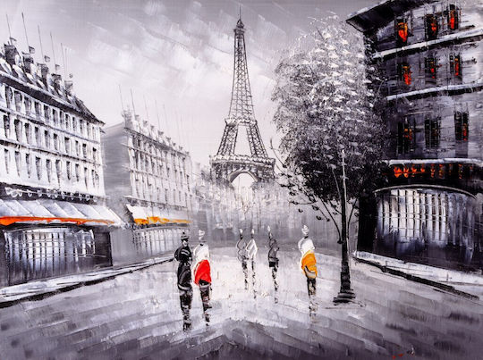 Street From Paris Gemälde auf Segeltuch 45x30cm