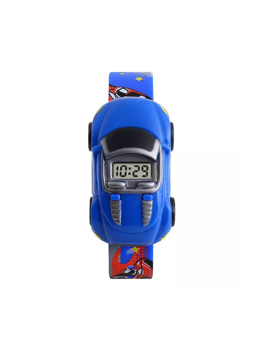 Skmei Kids Digital Watch Racing Cars with Rubber/Plastic Strap Dark Blue