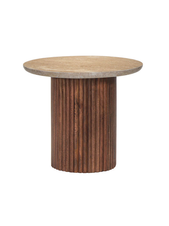 Gladys Round Solid Wood Side Table Brown L55xW55xH50cm