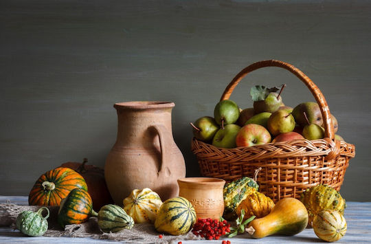 Αυτοκόλλητη Φωτοταπετσαρία Τοίχου Autumn Fruits 250x150cm Πλενόμενη