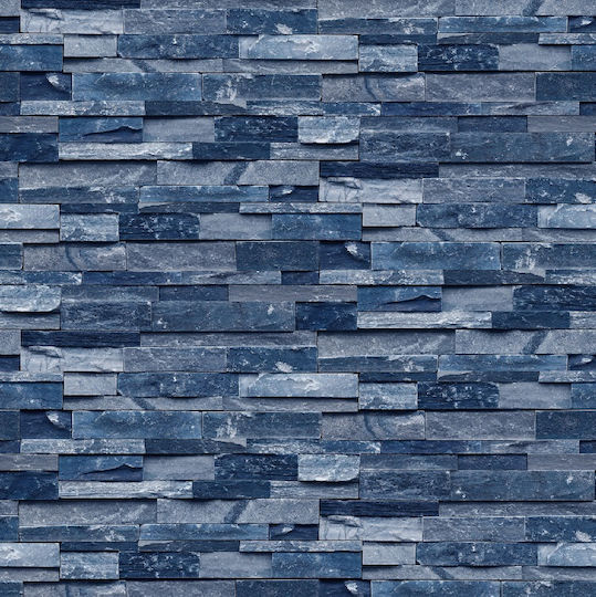 Αυτοκόλλητη Ταπετσαρία Τοίχου Thin Blue Stone Wall 200x150cm Πλενόμενη