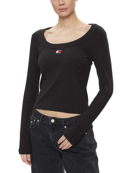 Tommy Hilfiger Women's Blouse Cotton Long Sleeve Black