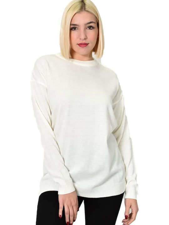 Potre Damen Langarm Pullover Weiß