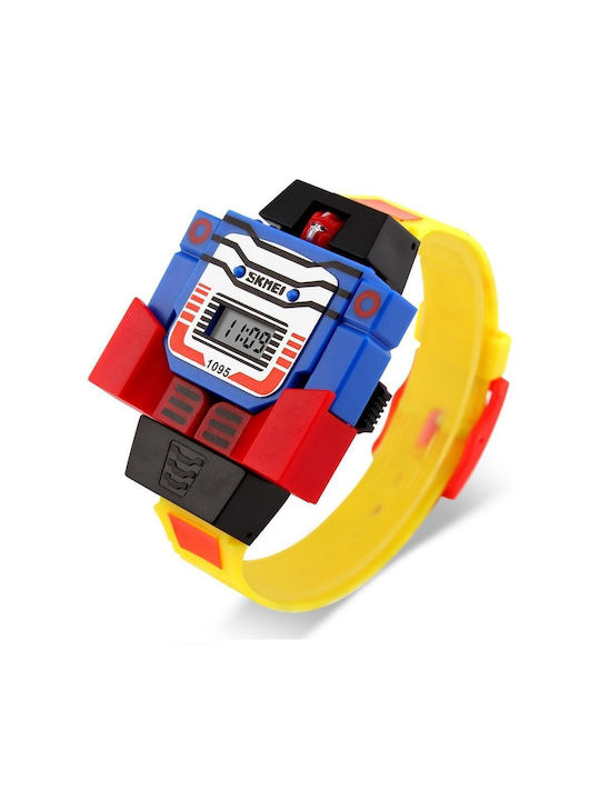 Skmei Transformers Optimus Ceas Digital pentru Copii cu Brățară de Cauciuc/Plastic Yellow Blue