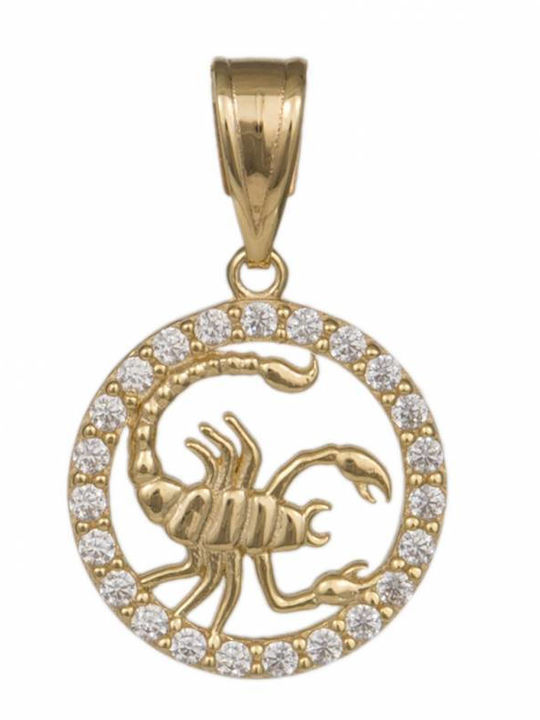Scorpio Charm Zodiac Sign Scorpio In 9 K Gold With Zircon