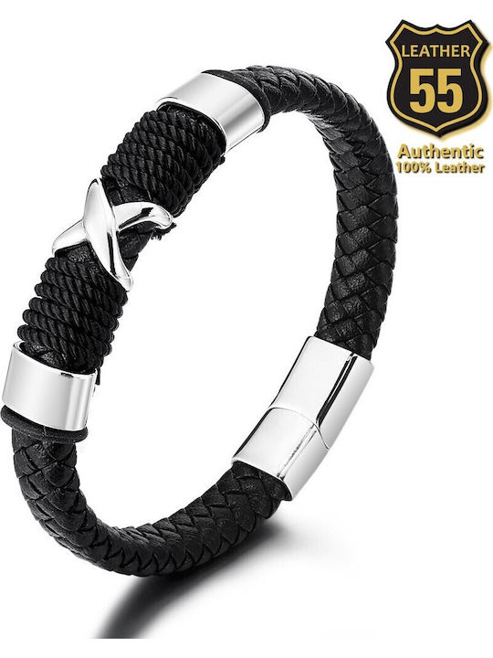 Leather 55 Ανδρικό Βραχιόλι από Δέρμα