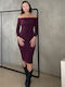 Illusion Rt Midi Rochie Bordeaux