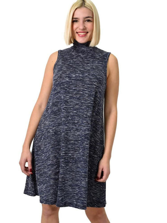 First Woman Mini Dress Turtleneck Dark blue