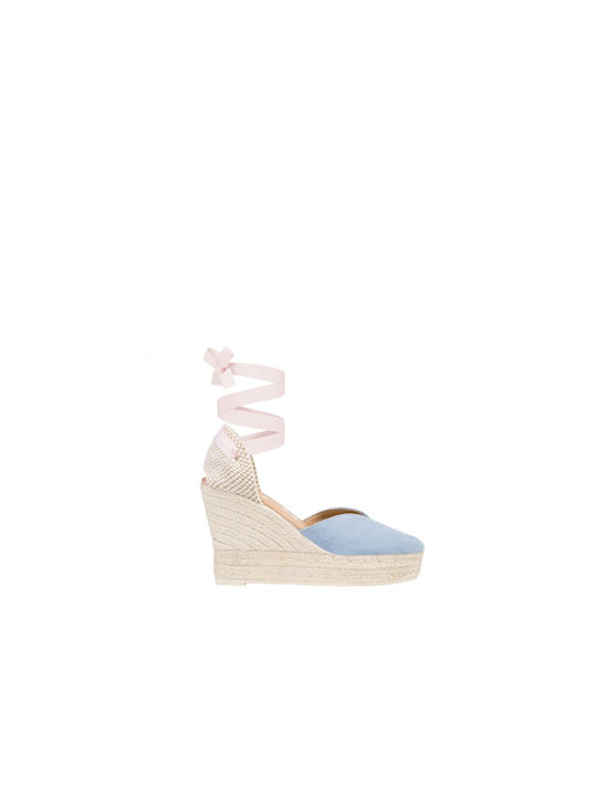 Manebi Women's Leather Platform Shoes Light Blue